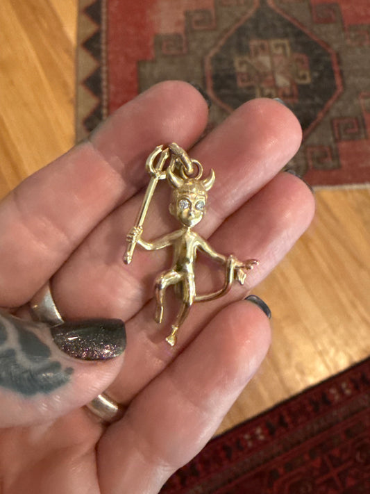 Bronze Lil Devil Guy with Diamonds, by Taylor Bosworth