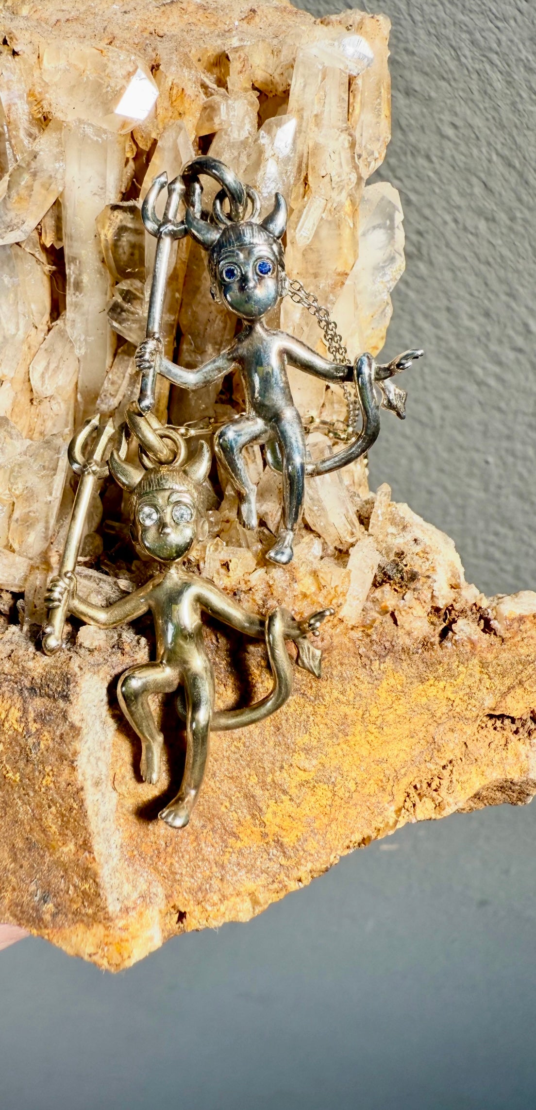 Sterling Silver Lil Devil Guy with Blue Sapphires, by Taylor Bosworth