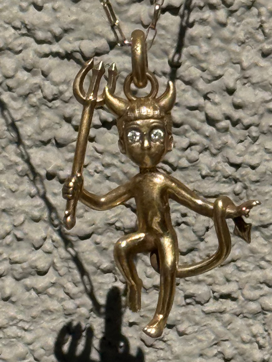 Bronze Lil Devil Guy with Diamonds, by Taylor Bosworth